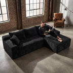 Corduroy Sectional Sofa with L-Shape Chaise - 106.3" Cloud Modular in Charcoal