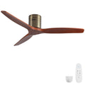 Low Profile Flush Mount Ceiling Fan Without Light with Remote - Brown