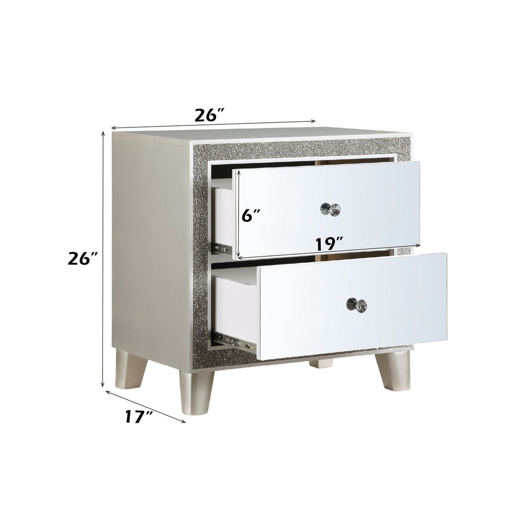 Sliverfluff Mirrored Nightstand - Champagne