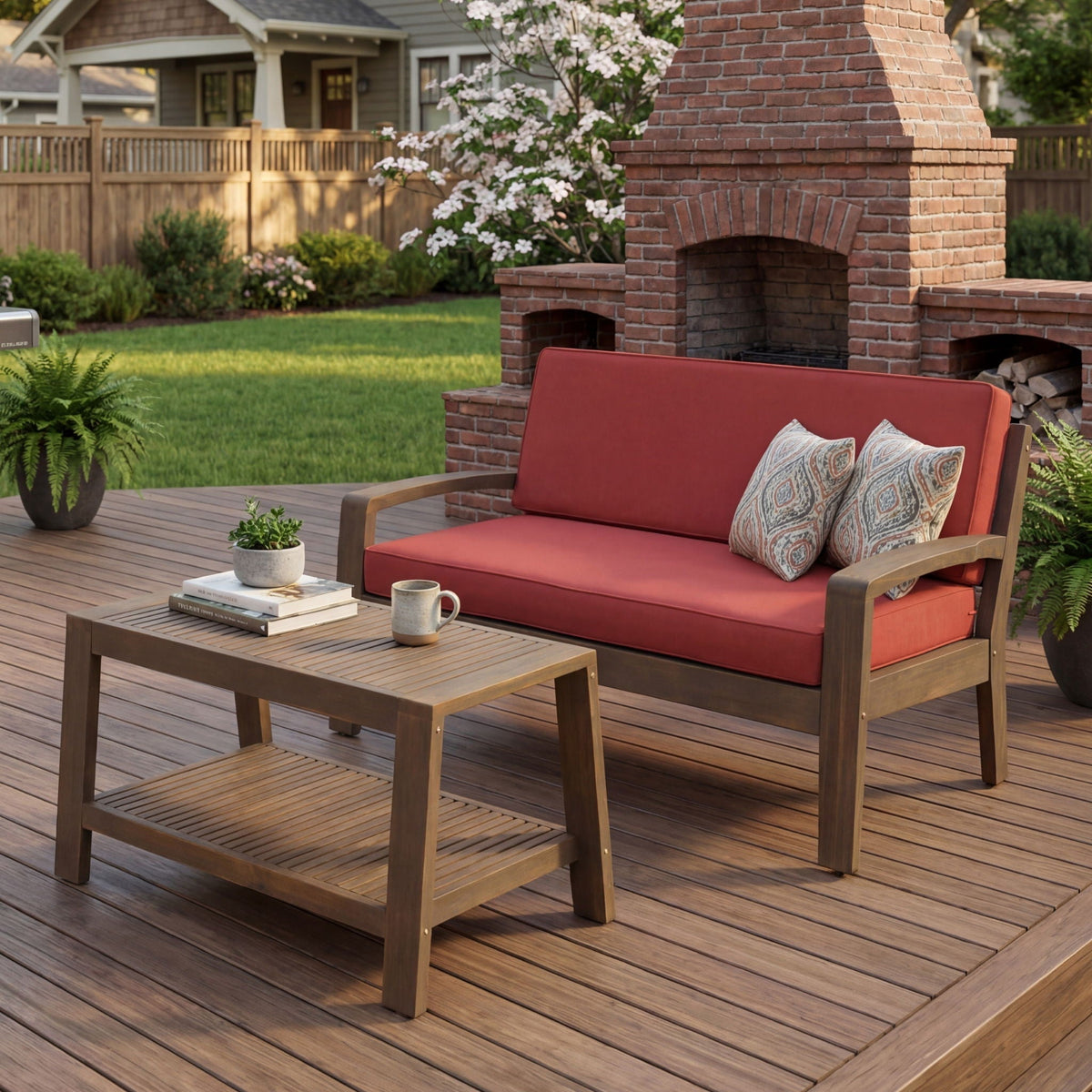 2 Piece Outdoor Conversation Set with Loveseat & Coffee Table - Multiple Colors