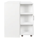 3 Tier Bookcase with Slide Out Doors and Wheels - White
