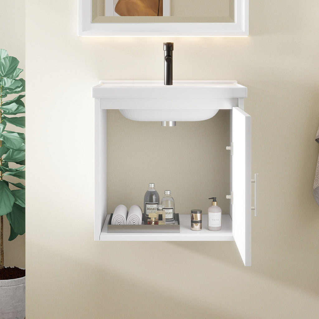 20" Floating Bathroom Vanity with Soft-Close Doors - White