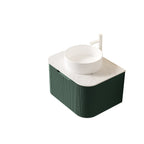 DINA 24" Floating Bathroom Vanity with Curved Edges and Ceramic Sink - Dark Green