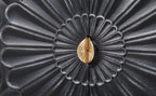 Hand-Carved Accent Cabinet with Intricate Floral Embossing - Black/Floral