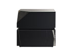 Drisana Mirrored End Table with Tempered Glass Accents - Black