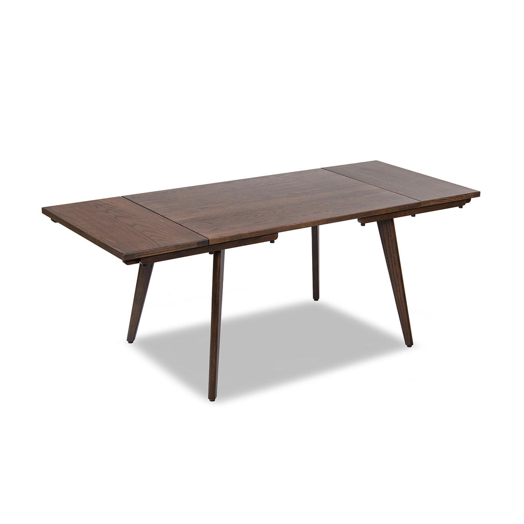 Capri 47-78.5" Solid Red Oak Dining Table with Extending Leaves - Dark Brown or Brown