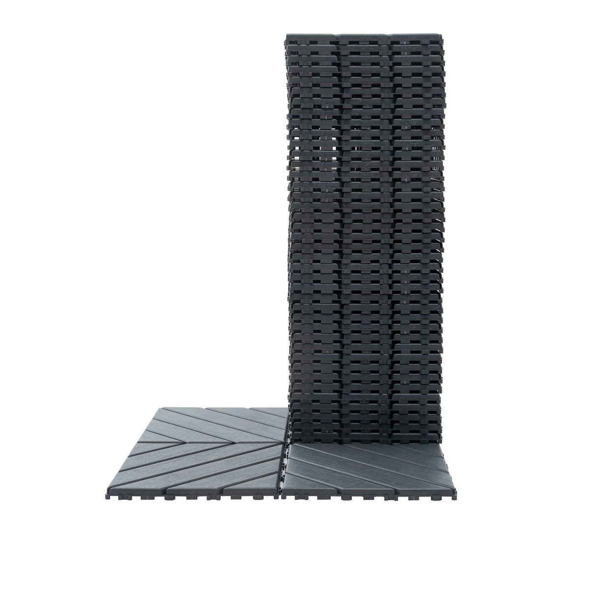 Durable Plastic Interlocking Deck Tiles with Waterproof Design - Dark Gray or Brown