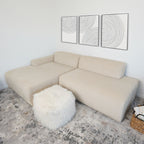 High-Quality Microfiber Sectional Sofa with Deep Seating - Beige or Dark Green