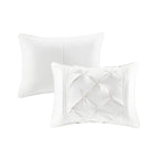 7 Piece Tufted Comforter Set with Hypoallergenic Filling - White