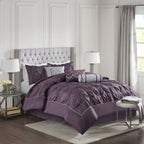 7 Piece Tufted Comforter Set - Plum California King