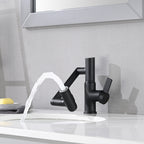 Bathroom Sink Faucet with Spray Function and Temperature Display - Black or Pearl Silver