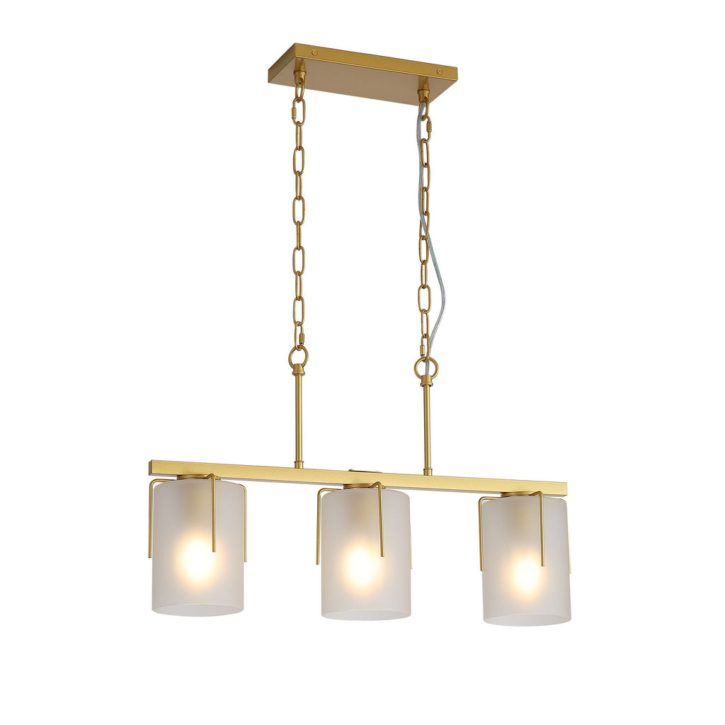 Adjustable Cylindrical Pendant Light with Frosted Glass Shade - Black or Gold