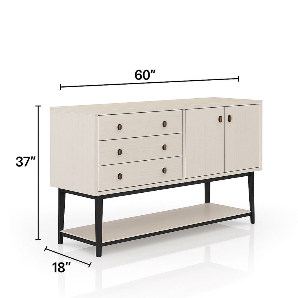 White Server With Base with Power Access - 60" W x 18" D x 37" H