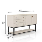 White Server With Base with Power Access - 60" W x 18" D x 37" H