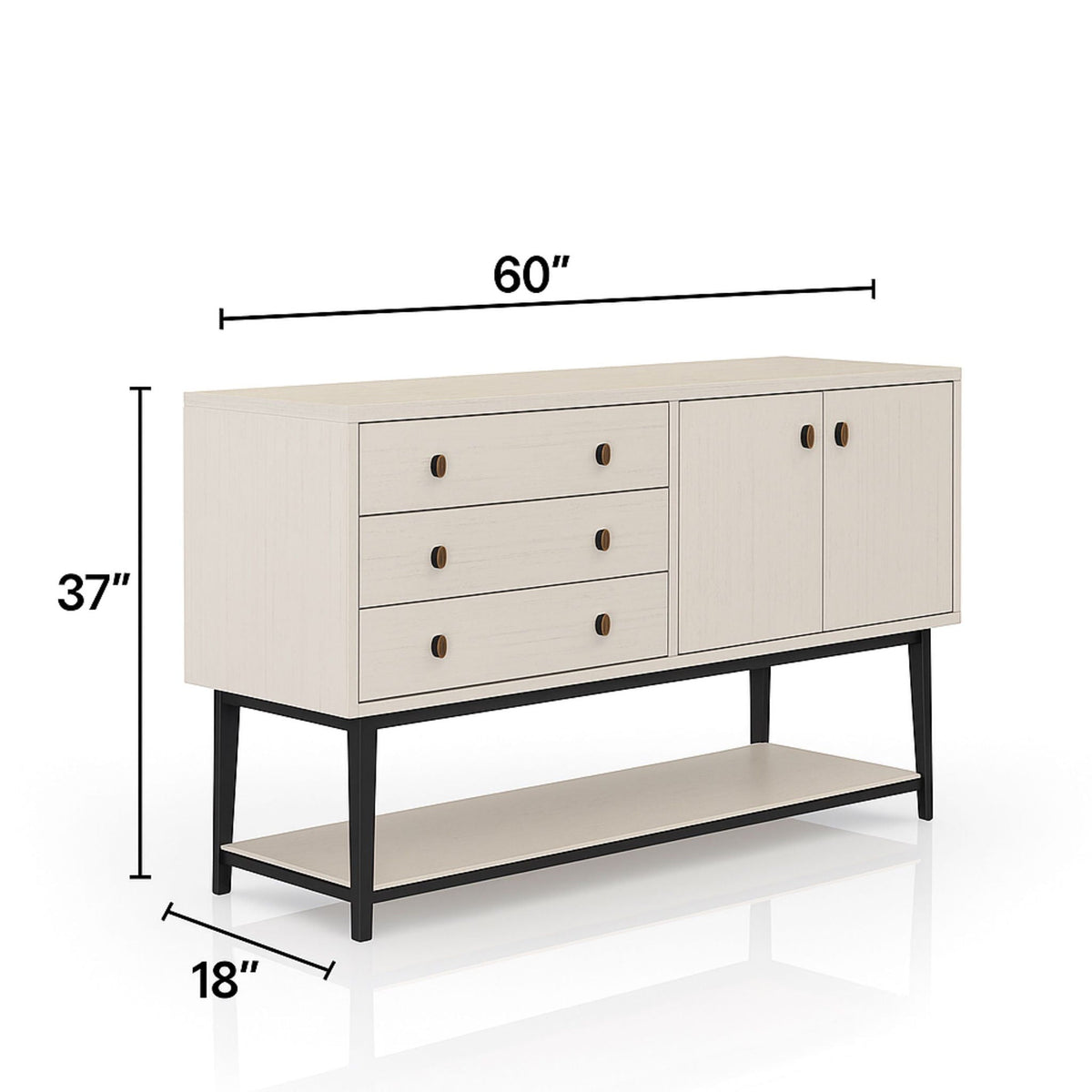 White Server With Base with Power Access - 60" W x 18" D x 37" H