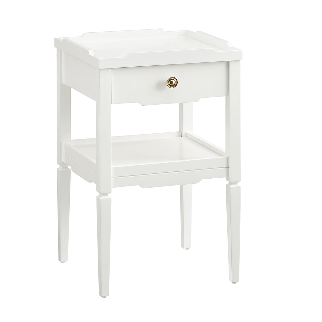 1 Drawer Nightstand with Solid Wood Frame - Blue, Dark Green, or White