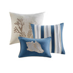 Cotton Sateen Comforter Set with Coastal Motif - Blue