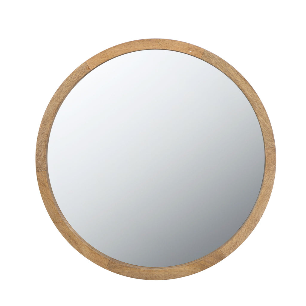 Circle Wall Mirror with Wooden Frame - Black, Light Brown, Dark Brown