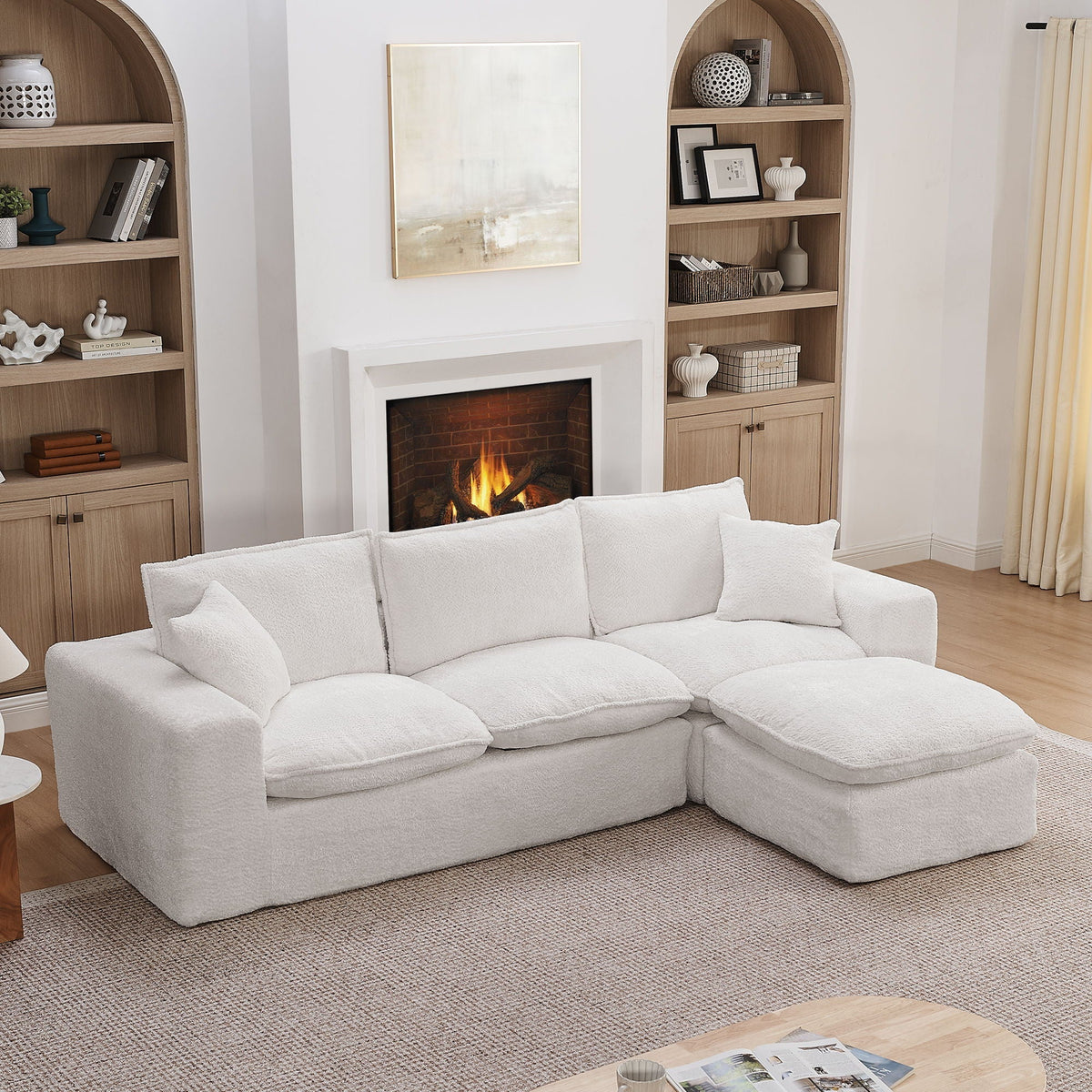 Sectional Sofa with Moveable Ottoman and Modular Design - Multiple Colors