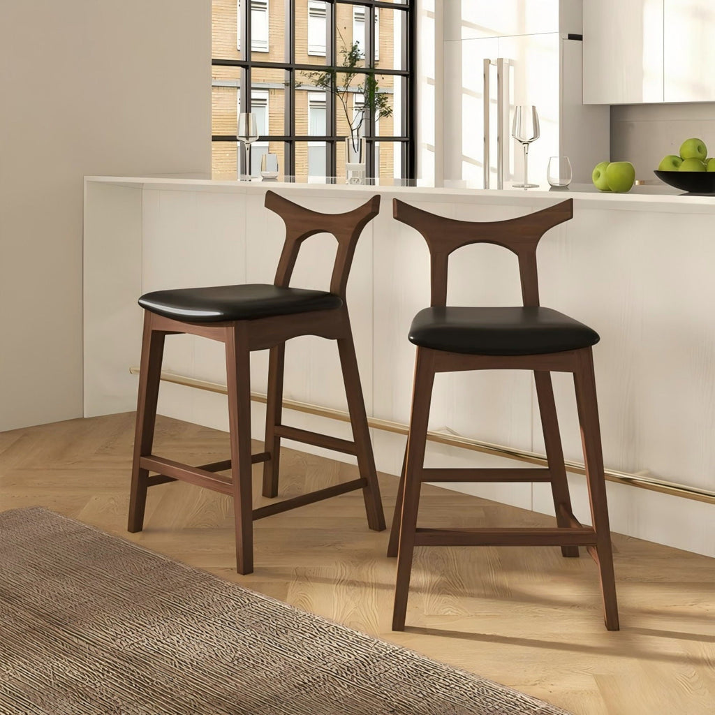 Upholstered Square Bar Chair Set with Solid Wood Frame - Dark Gray or Black