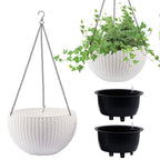 Self Watering Hanging Planter with Water Level Indicator - White, Black, or Dark Brown
