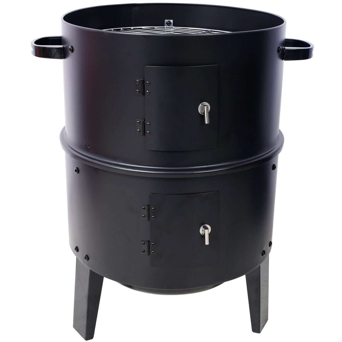 Portable Charcoal Smoker Grill with 3-in-1 Cooking Functionality - Black
