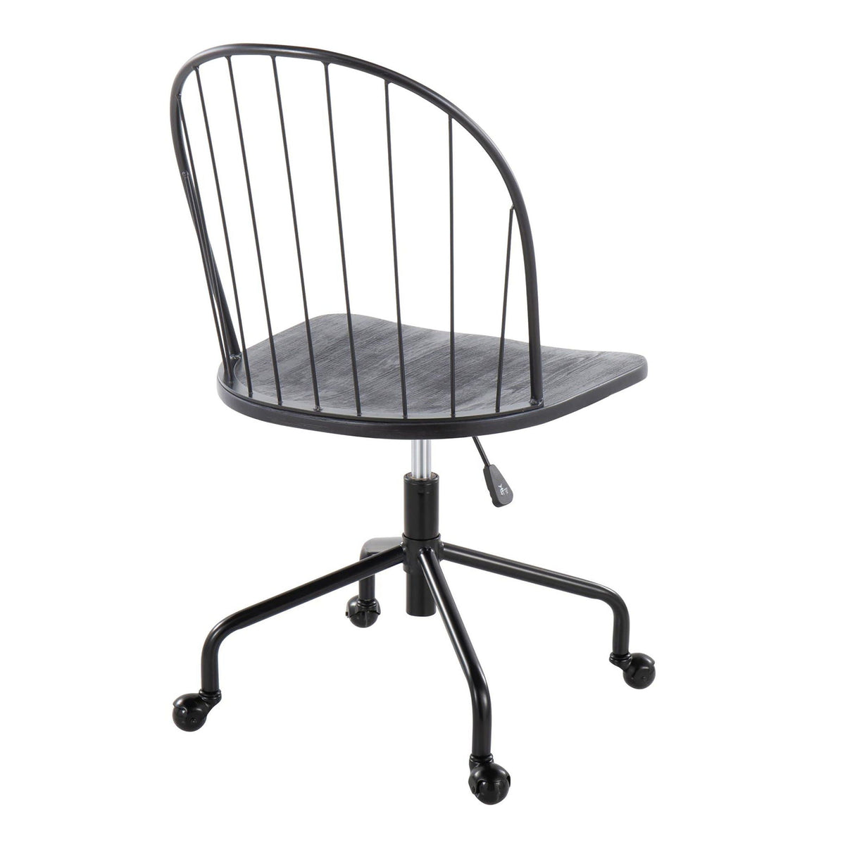 Farmhouse Adjustable High Back Office Chair with 360° Swivel - Black