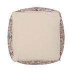 Handcrafted Fabric Accent Pouf with Rustic Elegance - Multicolor