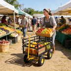 Outdoor Wagon Cart with Metal Frame - Green