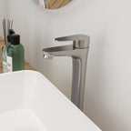 Single Handle Vessel Sink Faucet with Tall Spout - Gray or Black