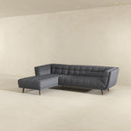 L Shape Sectional Sofa Tufted with Mid-Century Modern Design - Dark Gray or Beige
