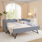 Gingham Daybed with USB Charging Port and Wave-Shaped Design - Multiple Colors
