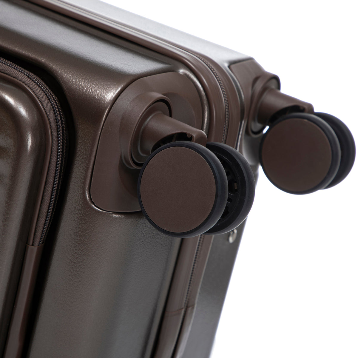 ABS Spinner Wheel Luggage Set with Cosmetic Case - Brown