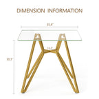 Modern Glass Dining Table with Metal Legs - Gold