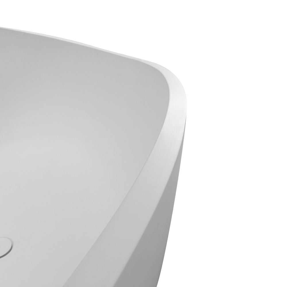 Freestanding Solid Surface Soaking Bathtub with Ergonomic Design – White or Black