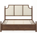 King Size Farmhouse Solid Wood Platform Bed Frame with 50.8" Tall Headboard - Walnut