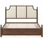 King Size Farmhouse Solid Wood Platform Bed Frame with 50.8" Tall Headboard - Walnut
