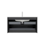BRON 36" Bathroom Vanity with Sink - Modern Wall-Mounted Floating Cabinet, Dark Oak