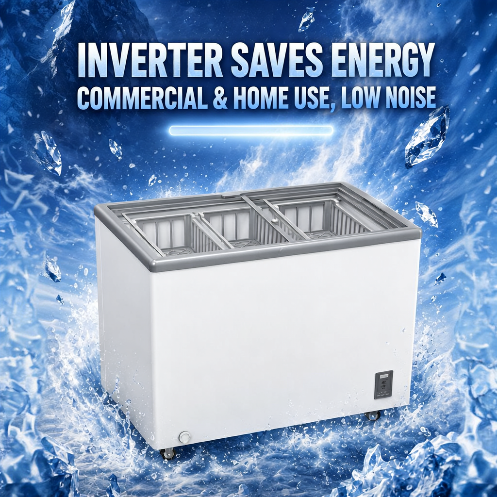 7.0 Cu.Ft Commercial Display Chest Freezer with Inverter Technology - Glass