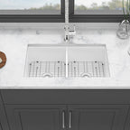 32" Dual Mount Ceramic Kitchen Sink with Double Bowl - White
