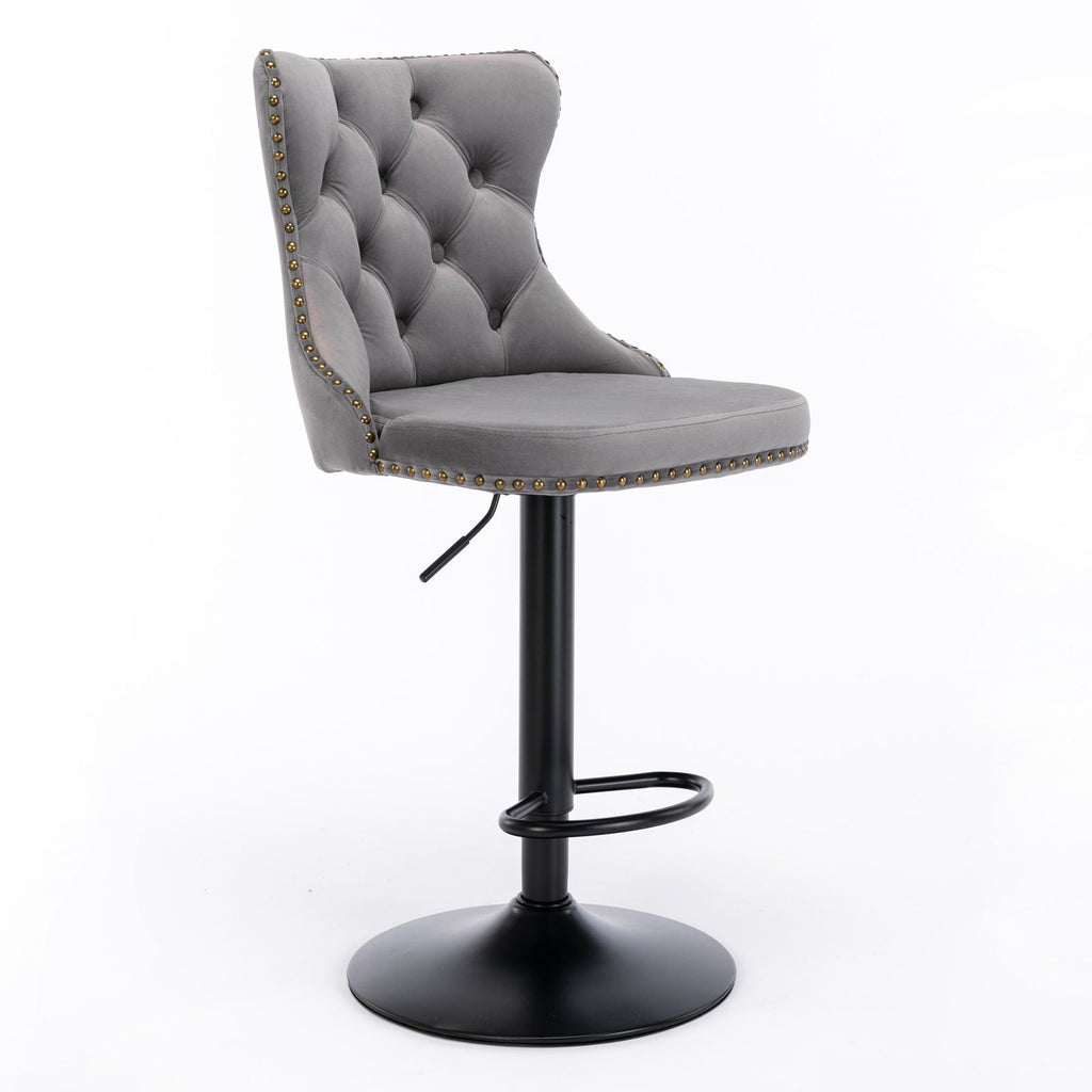 Modern Adjustable Swivel Barstools with Tufted Back - Multiple Colors (Set of 2)