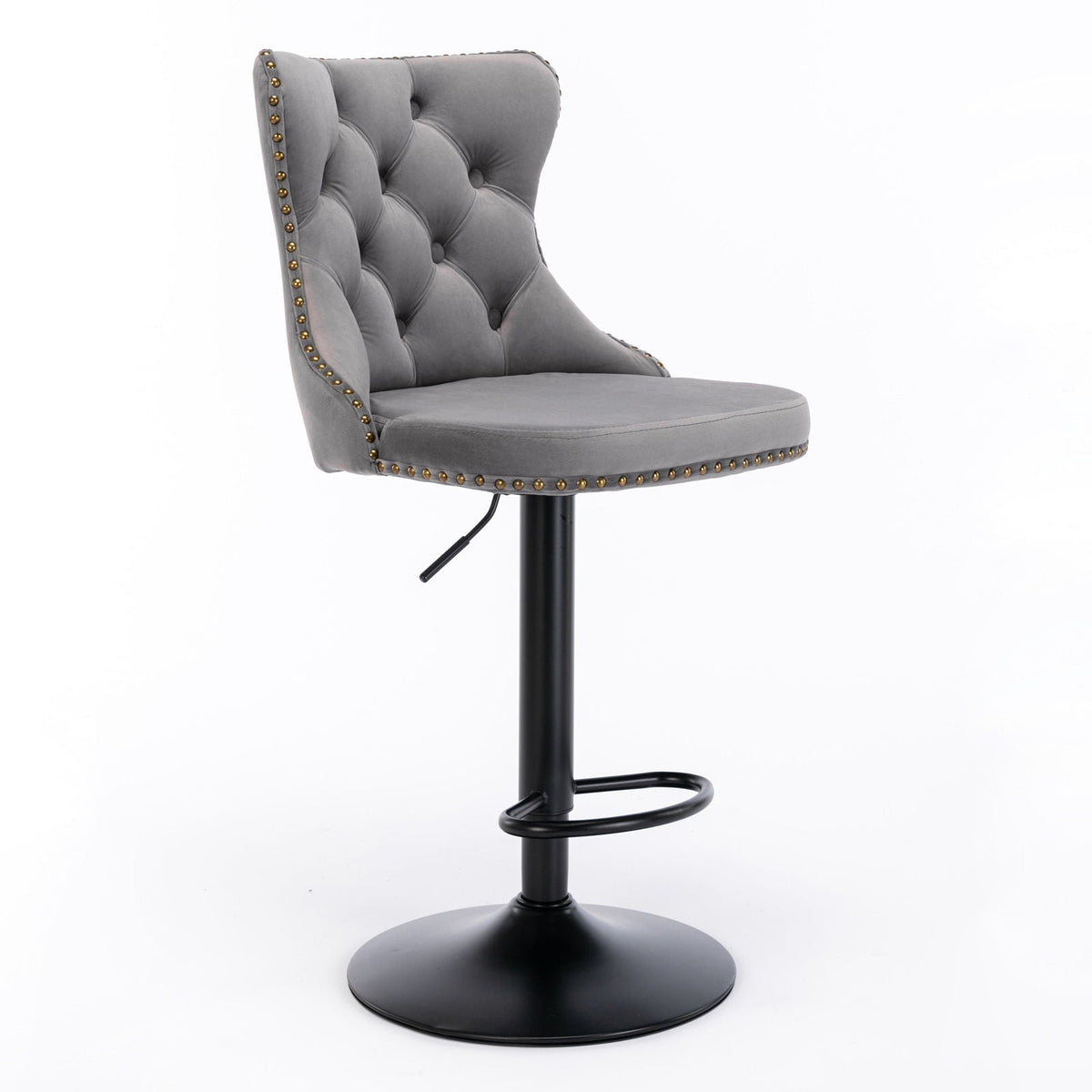 Modern Adjustable Swivel Barstools with Tufted Back - Multiple Colors (Set of 2)