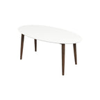 Mid-Century Modern Oval Dining Table with Solid Wood Construction - White