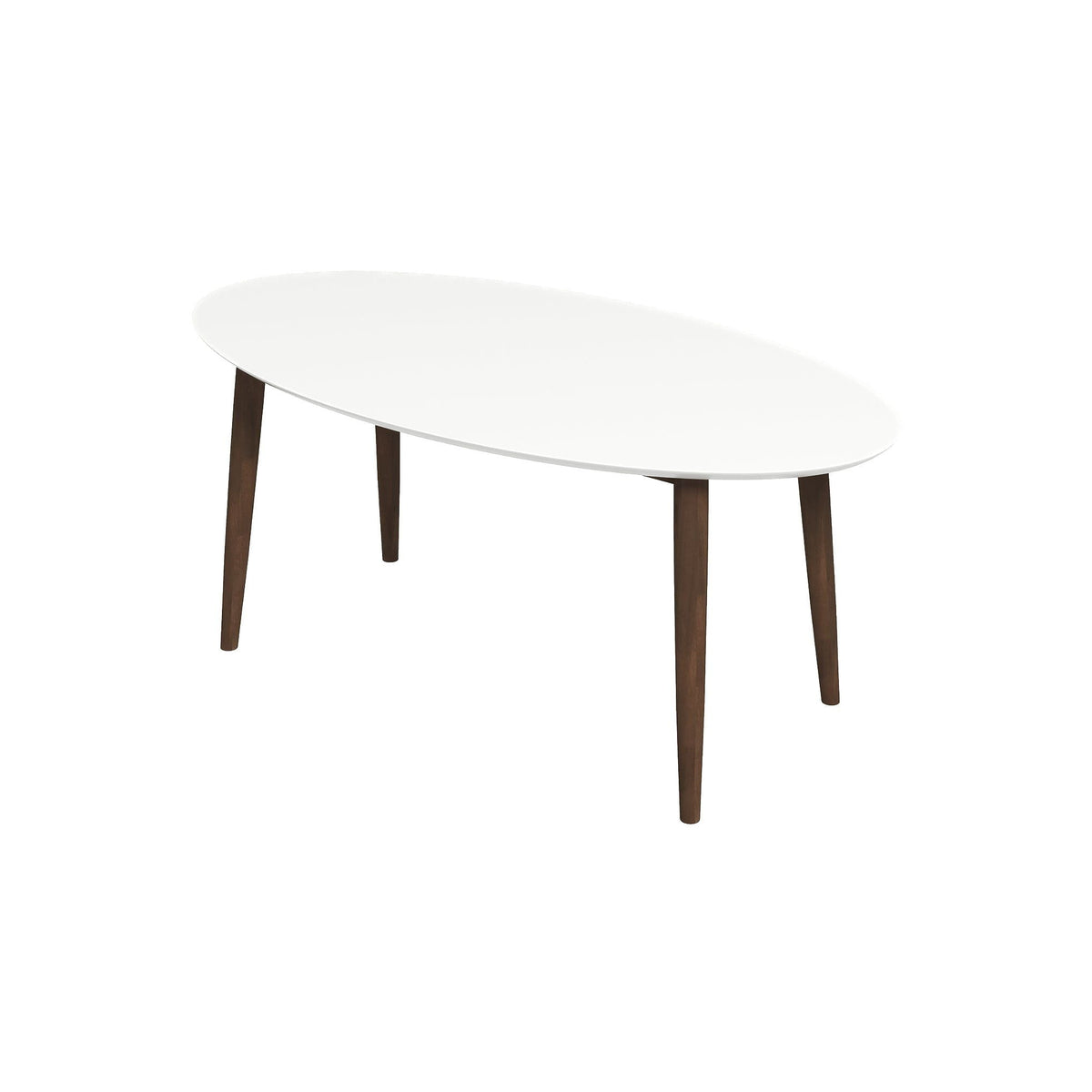 Mid-Century Modern Oval Dining Table with Solid Wood Construction - White