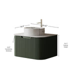DINA 30" Floating Bathroom Vanity with Ceramic Sink - Dark Green & White