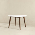 White Round Dining Table with Solid Wood Construction - White