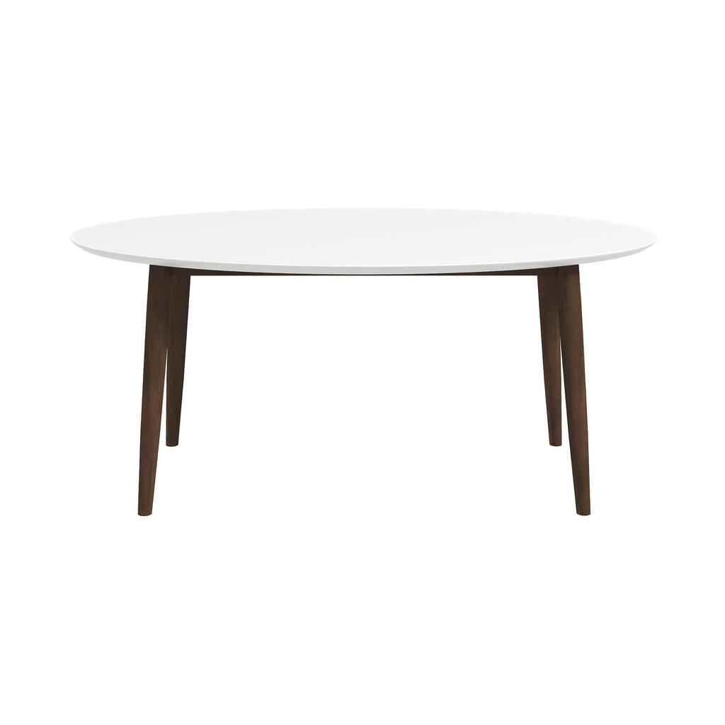 Mid-Century Modern Oval Dining Table with Solid Wood Construction - White