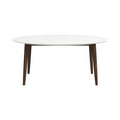 Mid-Century Modern Oval Dining Table with Solid Wood Construction - White