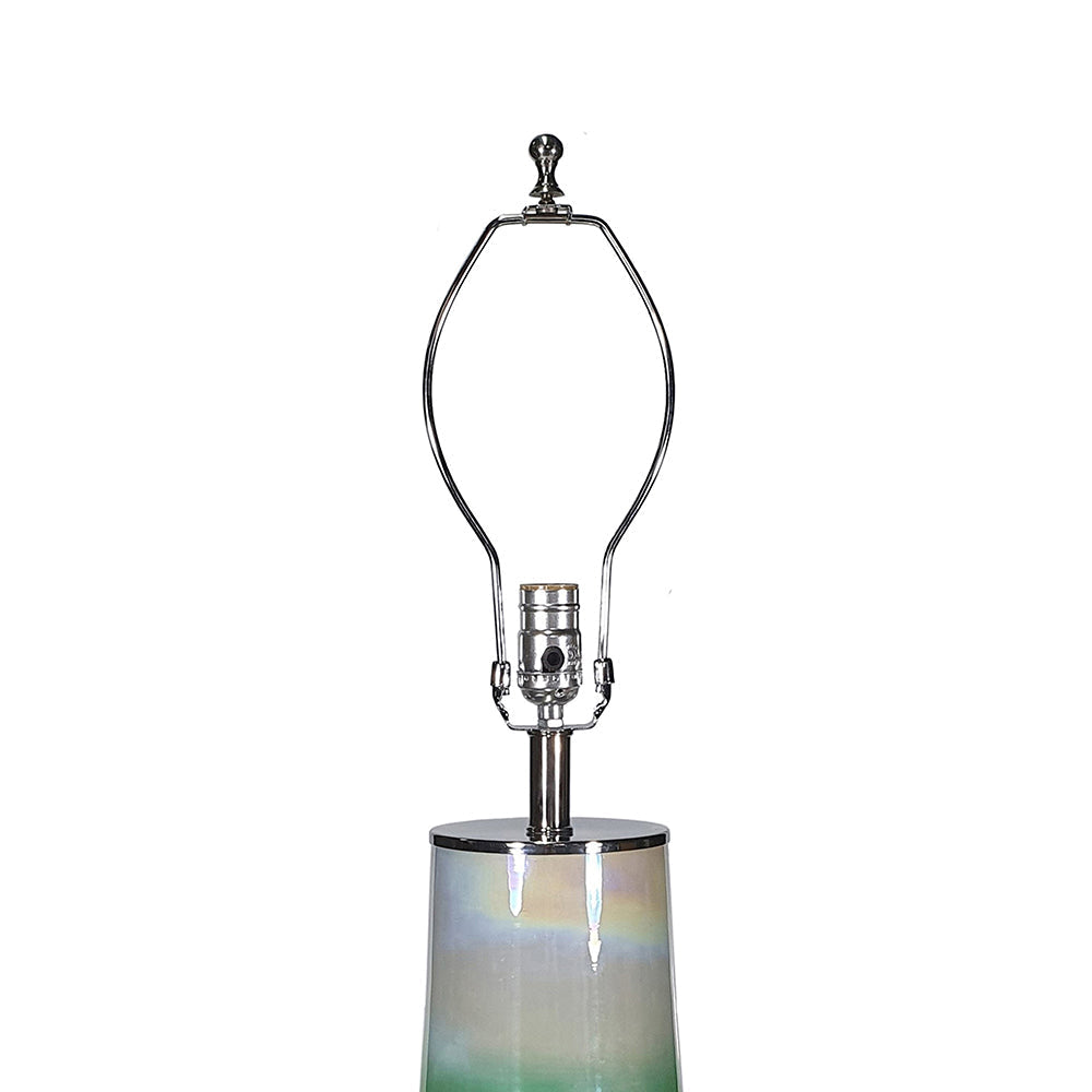 Multicolor Glass Table Lamp with Drum Shade - 30" Height