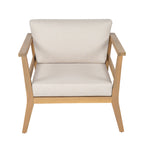 Acacia Wood Outdoor Club Chair with Arms - Removable Cushions